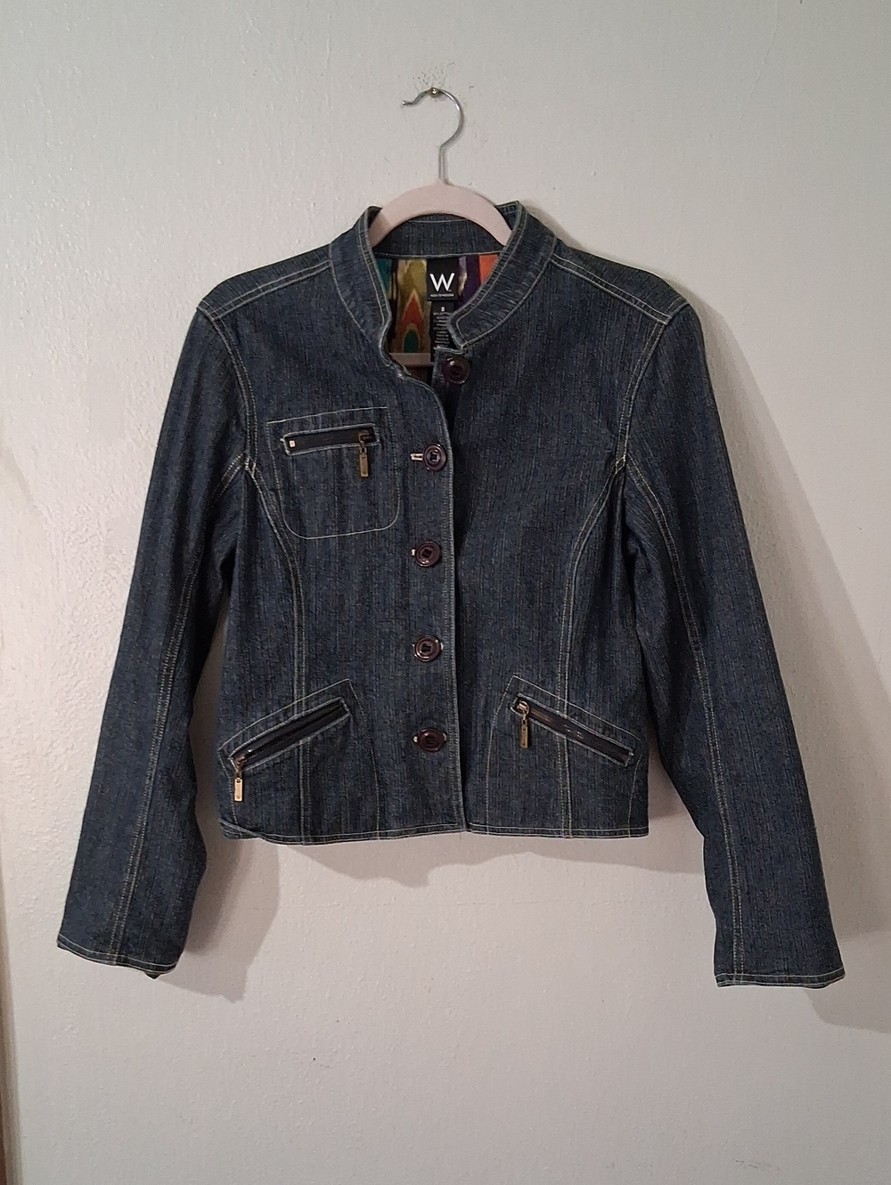 W by Worth Indigo Denim Button Front Jacket